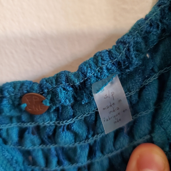Free People Adella turquoise Slip Lace trim Dress Size S Asymmetric Boho Fairy - Picture 5 of 16